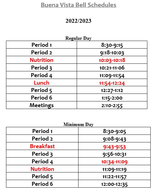  bell schedule